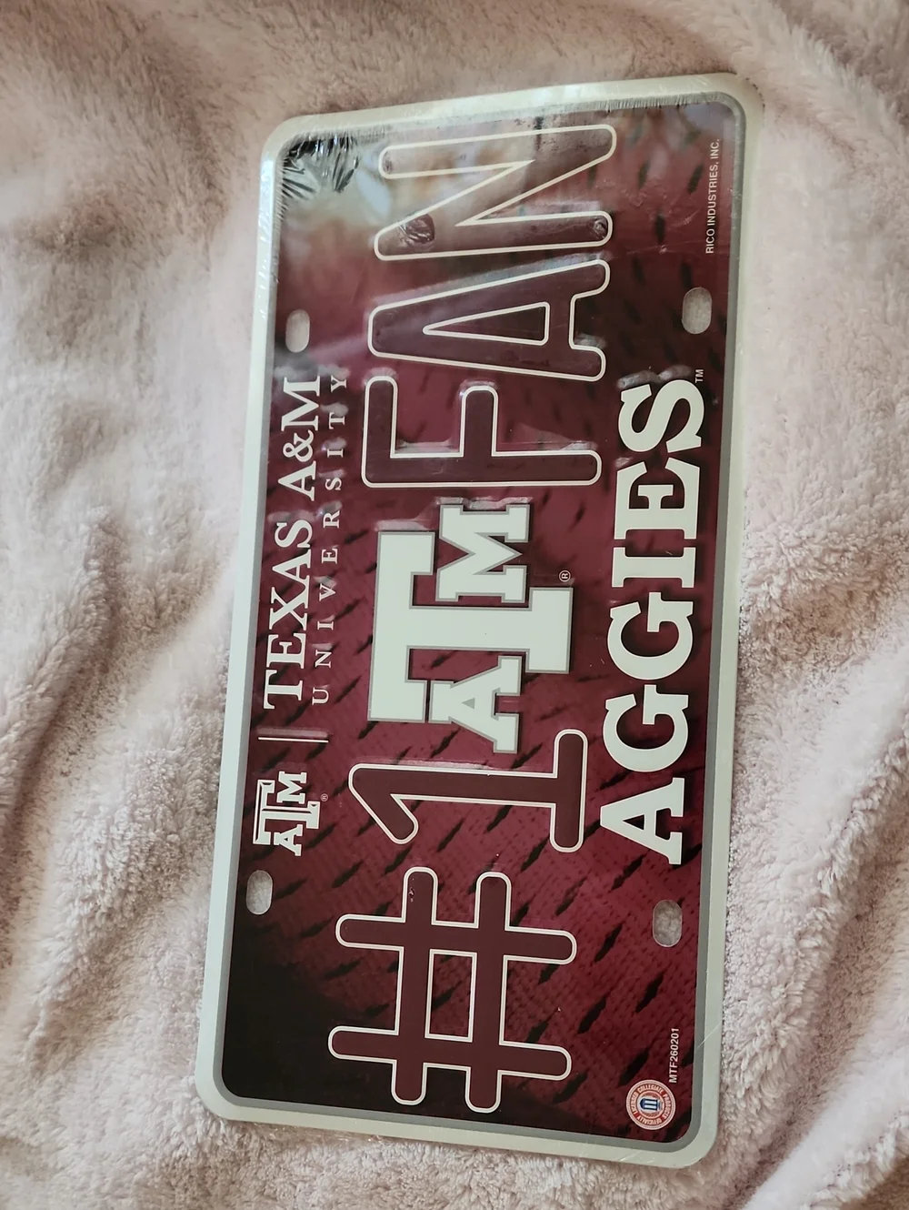 Aggies Maroon Vanity Plate. Metal New